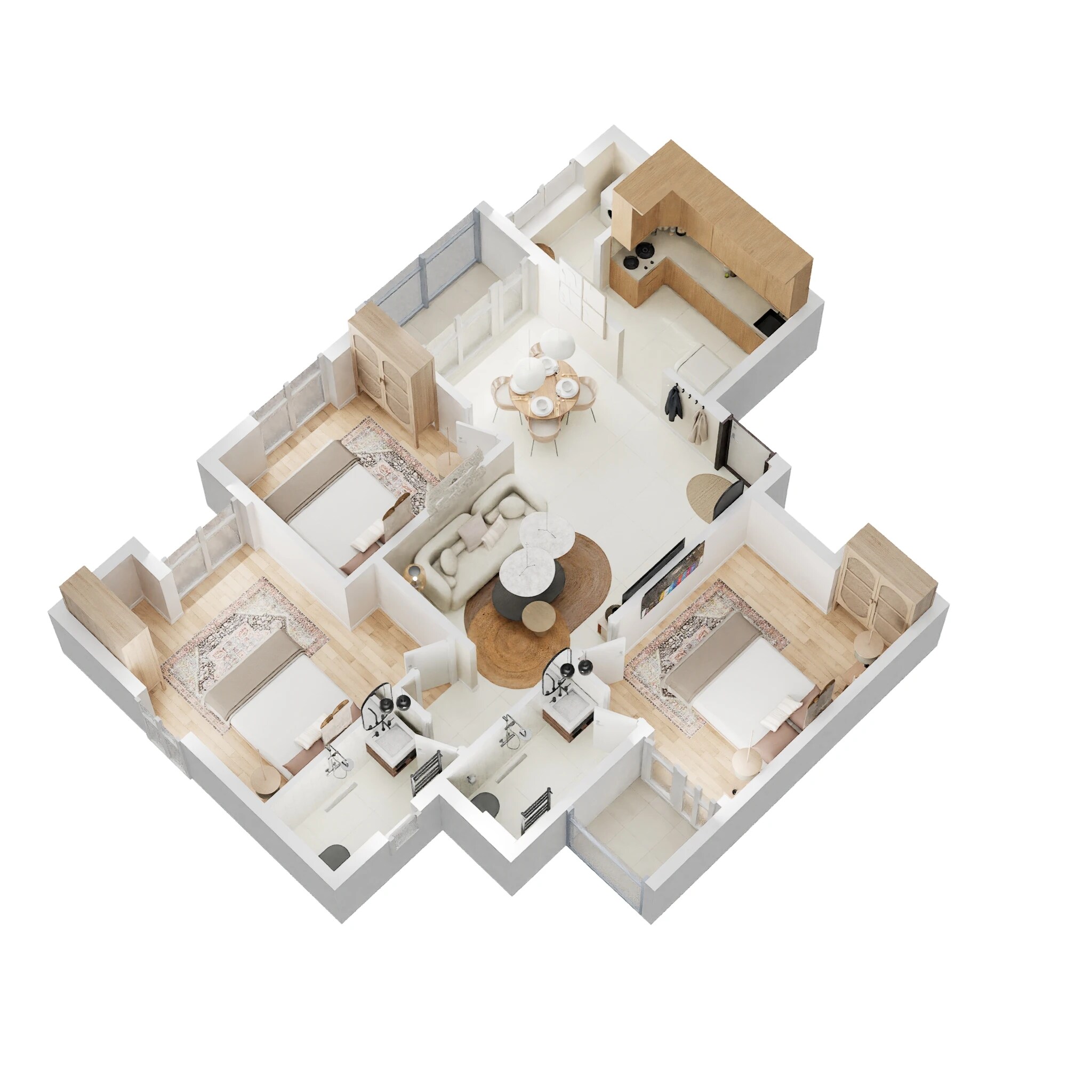 Floor plan of 3 BHK 1215 Sq. Ft. Apartment in Hi Living Serenity, Chennai