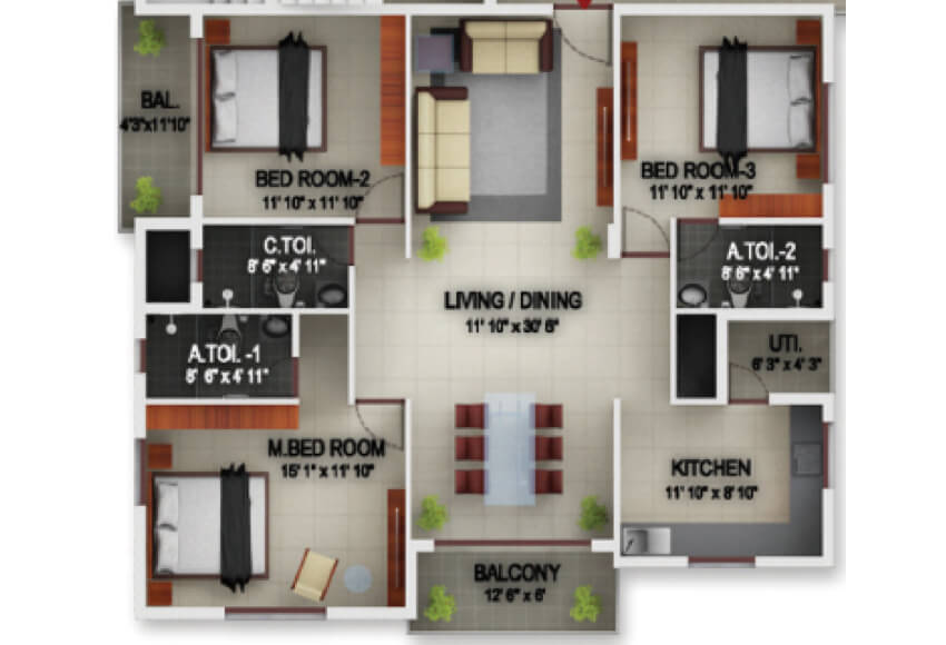 incor pbel city chennai apartment 3bhk 1689sqft101