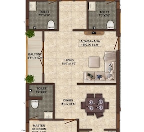 3 BHK 1800 Sq. Ft. Apartment in India Dwaraka Darshan
