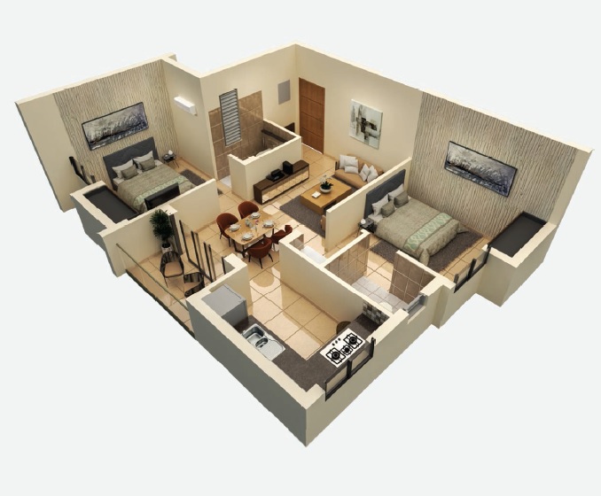 2 BHK 771 Sq. Ft. Apartment in Jain Aadhidev