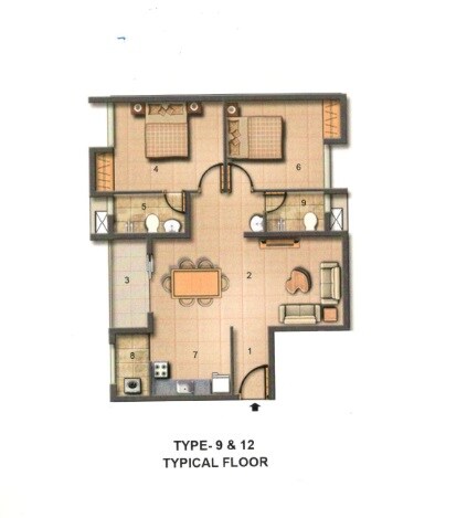 2 BHK 1048 Sq. Ft. Apartment