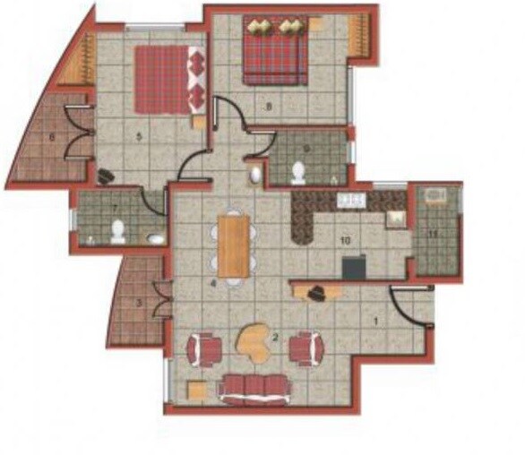 Floor plan of 2 BHK Apartment - 1176 sq. ft. in Jains Inseli Park, Chennai
