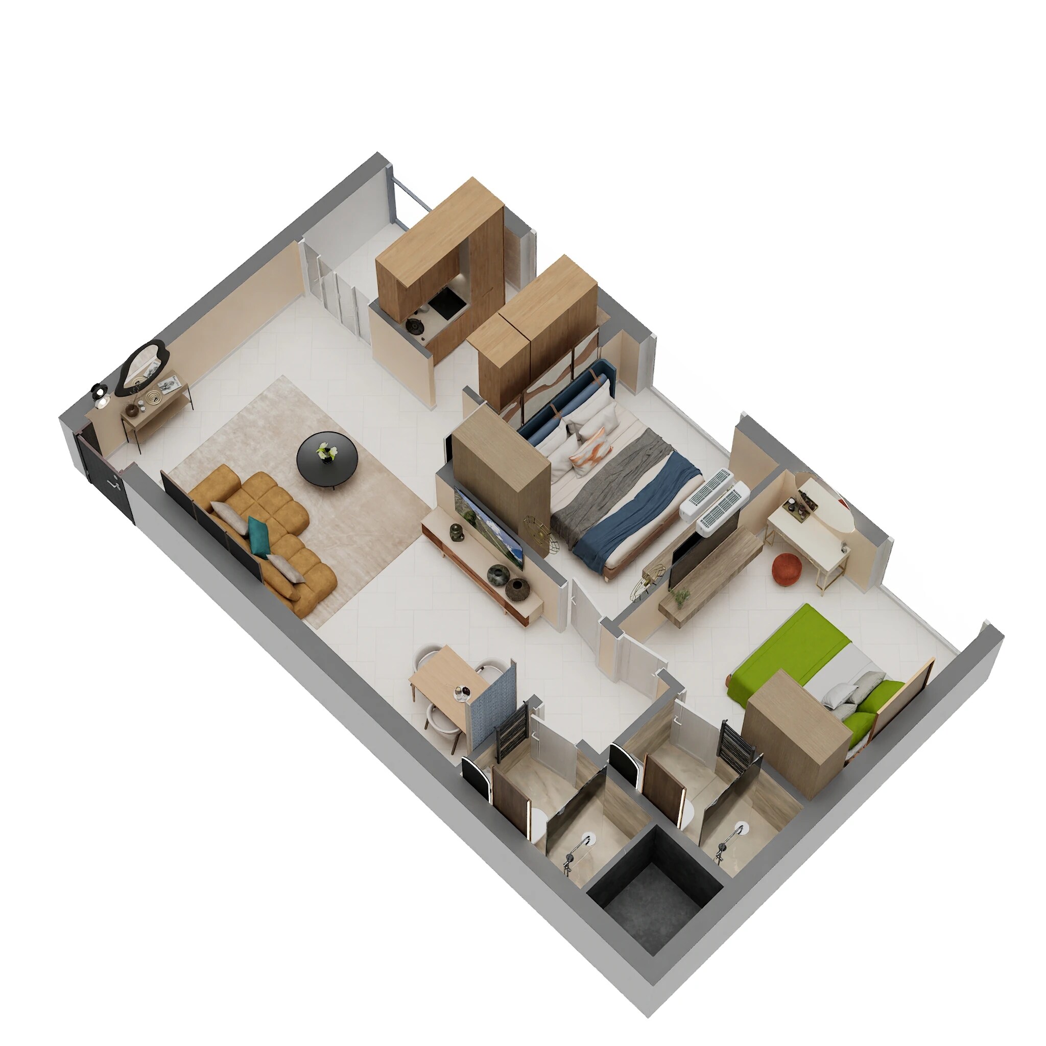 Floor plan of 2 BHK 954 Sq. Ft. Apartment in Jayaswathy Swathy Ramalakshmi Paradise, Chennai