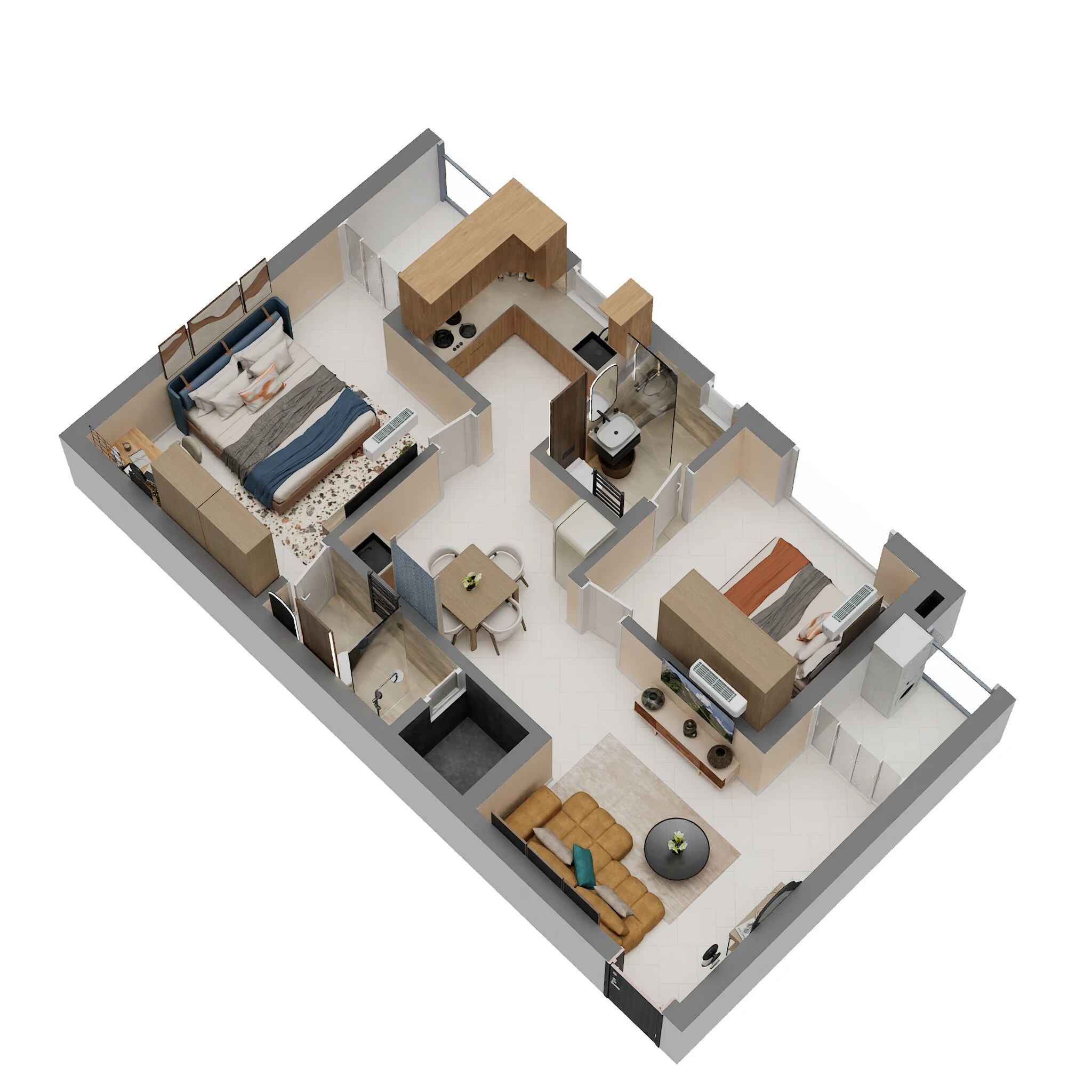 Floor plan of 2 BHK 958 Sq. Ft. Apartment in Jayaswathy Swathy Ramalakshmi Paradise, Chennai