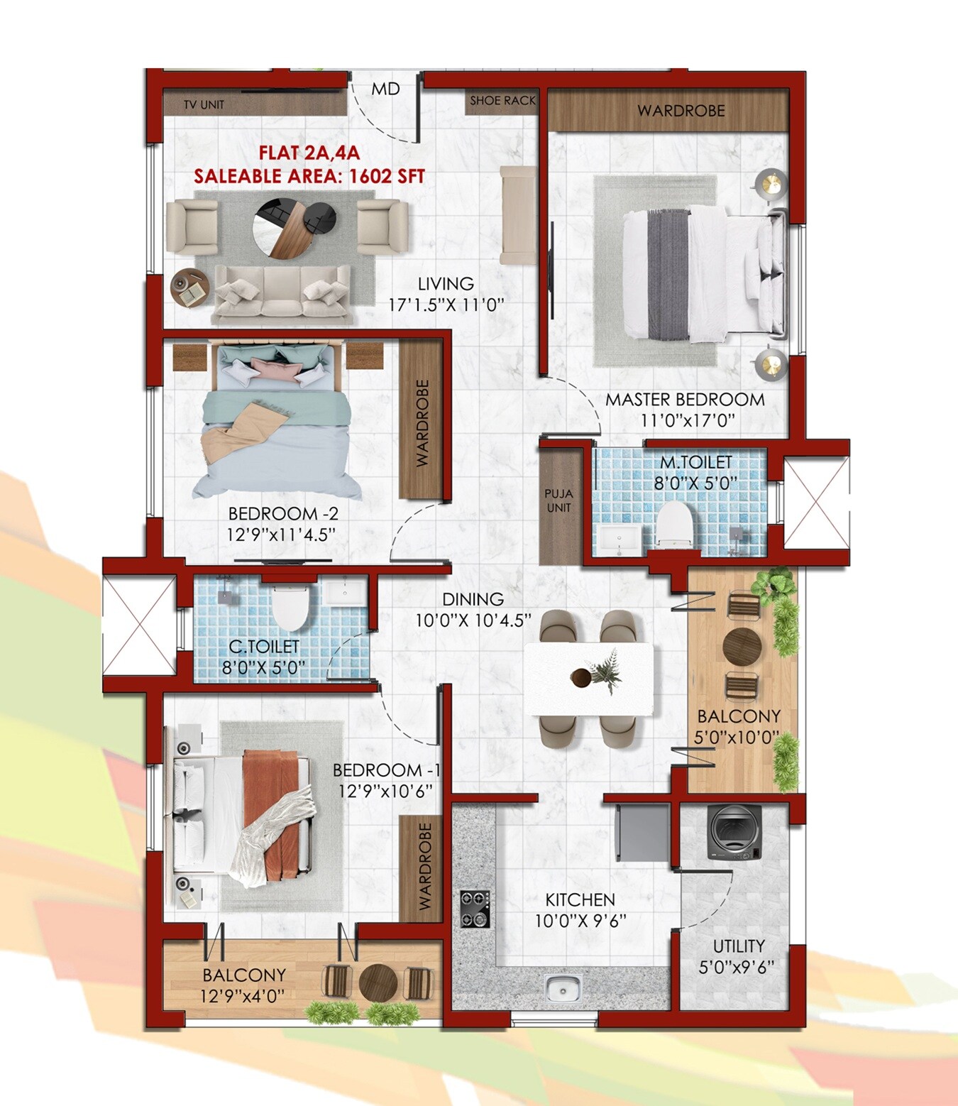 3 BHK 1602 Sq. Ft. Apartment