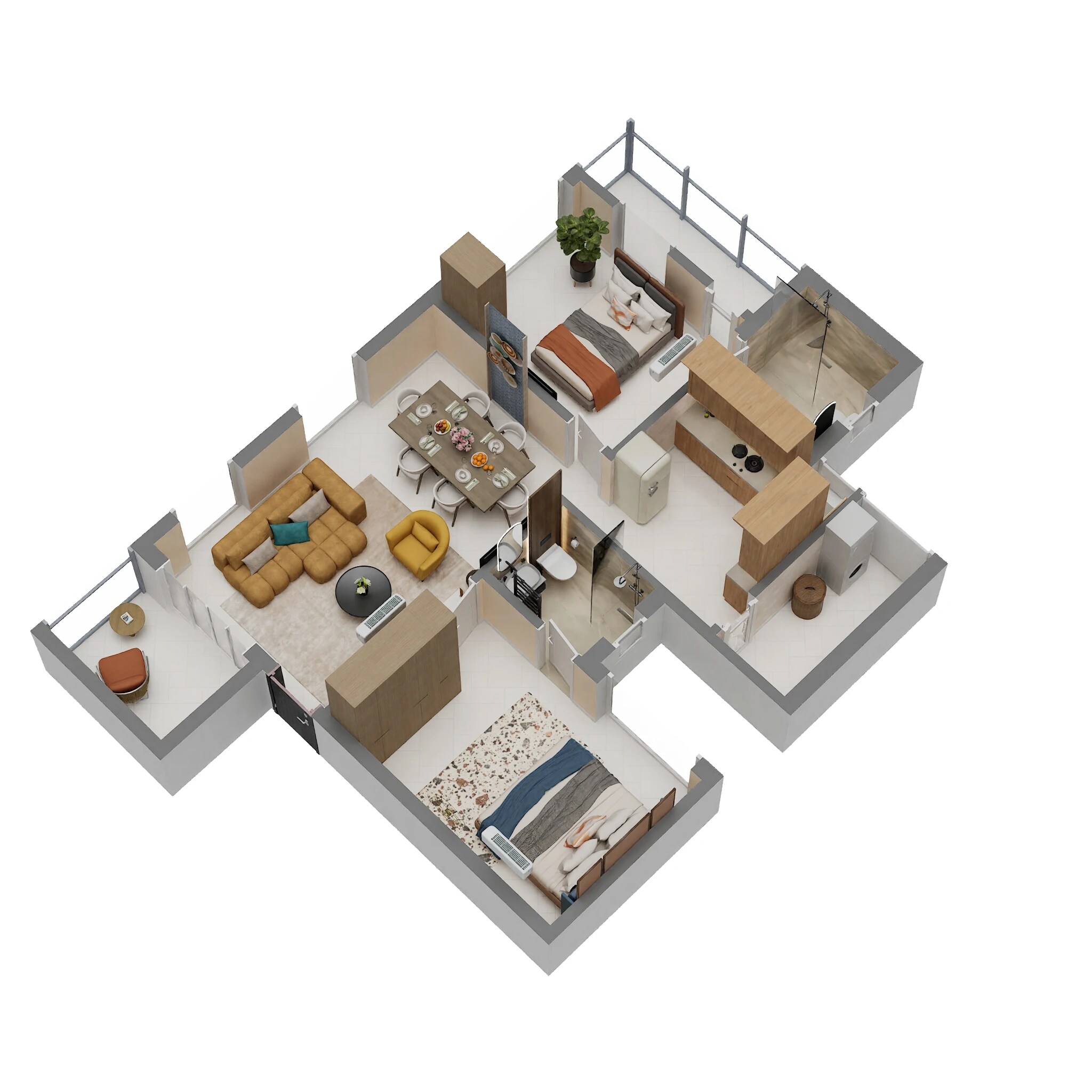 Floor plan of 2 BHK 1133 Sq. Ft. Apartment in KCee Niveditham, Chennai