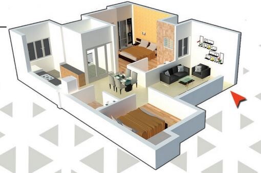 Floor plan of 2 BHK 717 Sq. Ft. Apartment in Keystone The Scape, Chennai