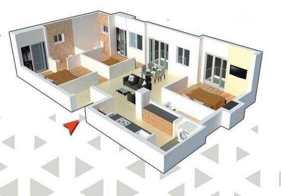 Floor plan of 3 BHK 951 Sq. Ft. Apartment in Keystone The Scape, Chennai
