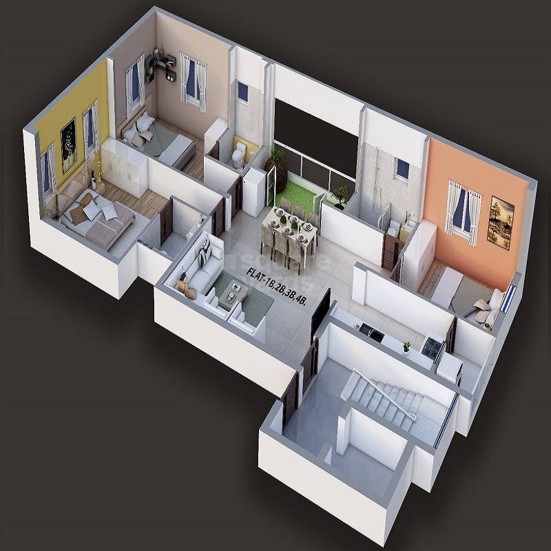 Floor plan of 3 BHK 1521 Sq. Ft. Apartment in Khurinji Orchid, Chennai