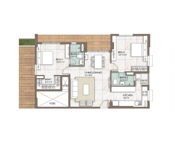 2 BHK 1416 Sq. Ft. Apartment