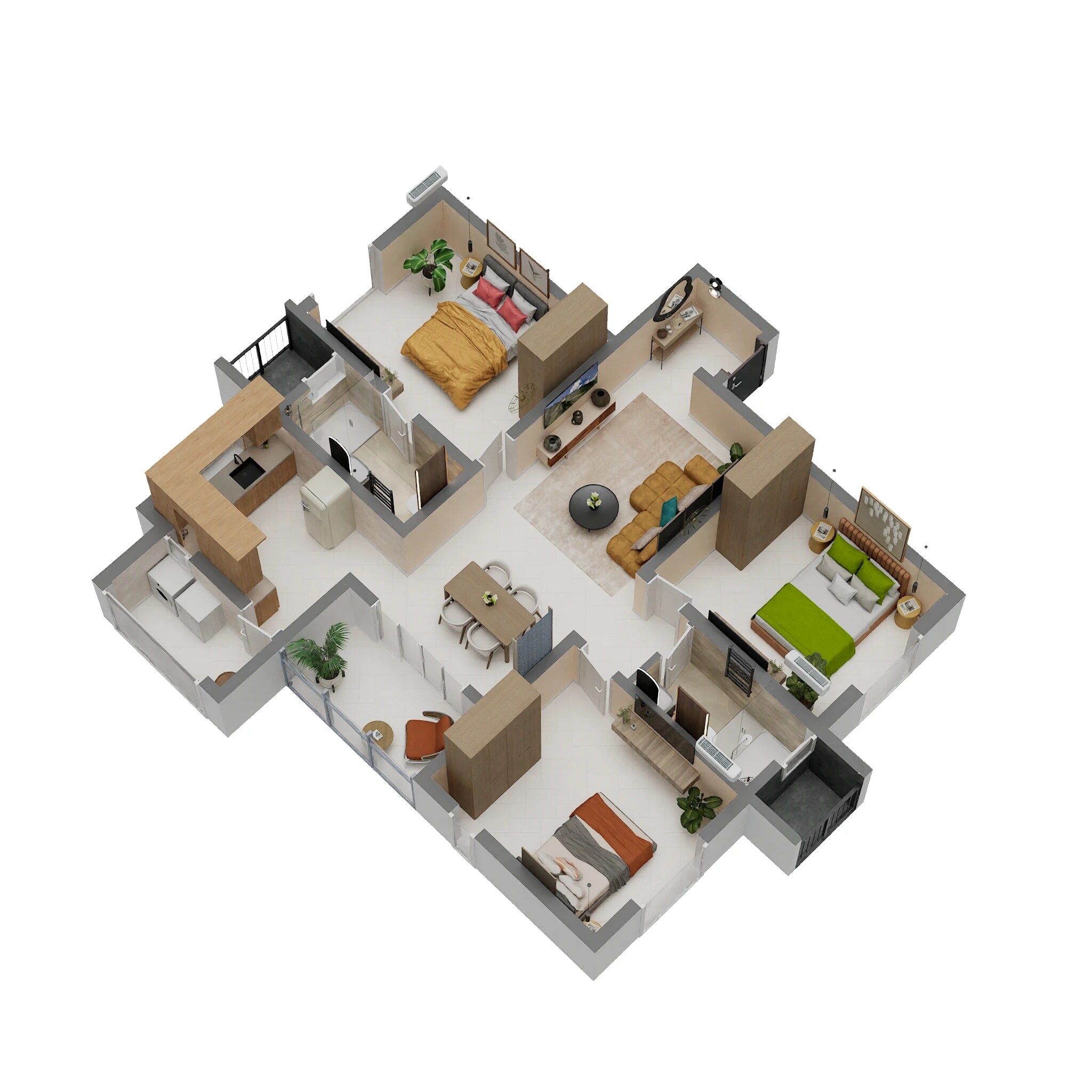 Floor plan of 2 BHK 1240 Sq. Ft. Apartment in Krishna Ekta, Chennai