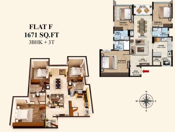 3 BHK 1671 Sq. Ft. Apartment in Lifestyle Vardaan