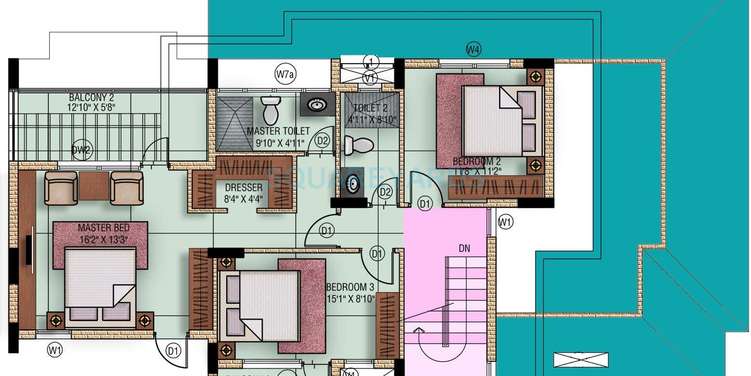 mahindra lifespaces aqualily apartment 4bhk 2286sqft 1