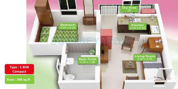 mahindra lifespaces happinest apartment 1bhk 396sqft1