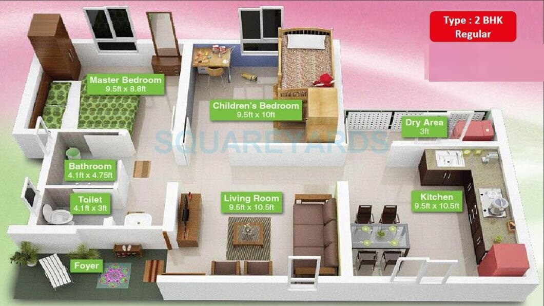 2 BHK 610 Sq. Ft. Apartment