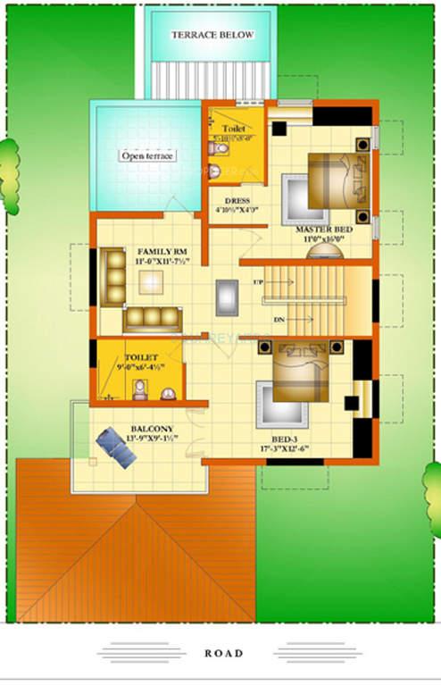 Floor plan of 2 BHK 2795 Sq. Ft. Apartment in Mahindra Lifespaces Sylvan County, Chennai