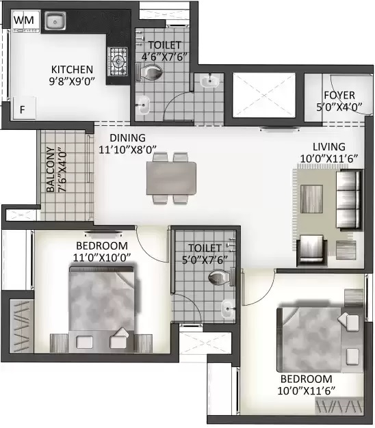 Malles Adhika 2 BHK Layout