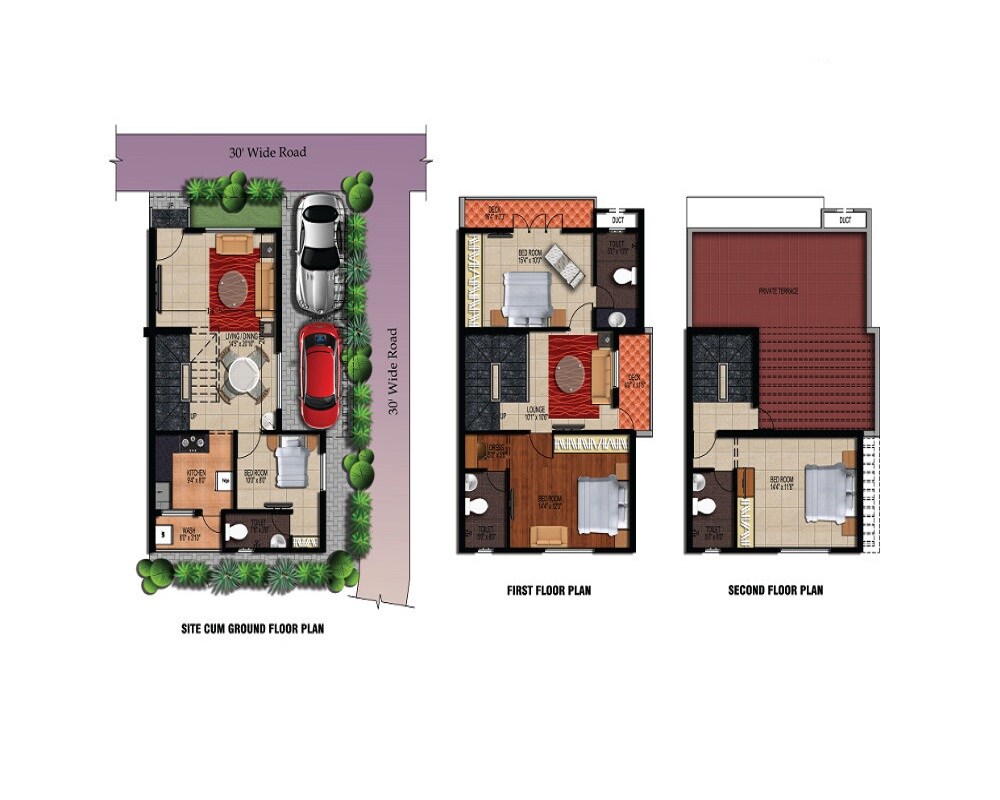 Floor plan of 4 BHK 1682 Sq. Ft. Villa in Malles Akankssha, Chennai
