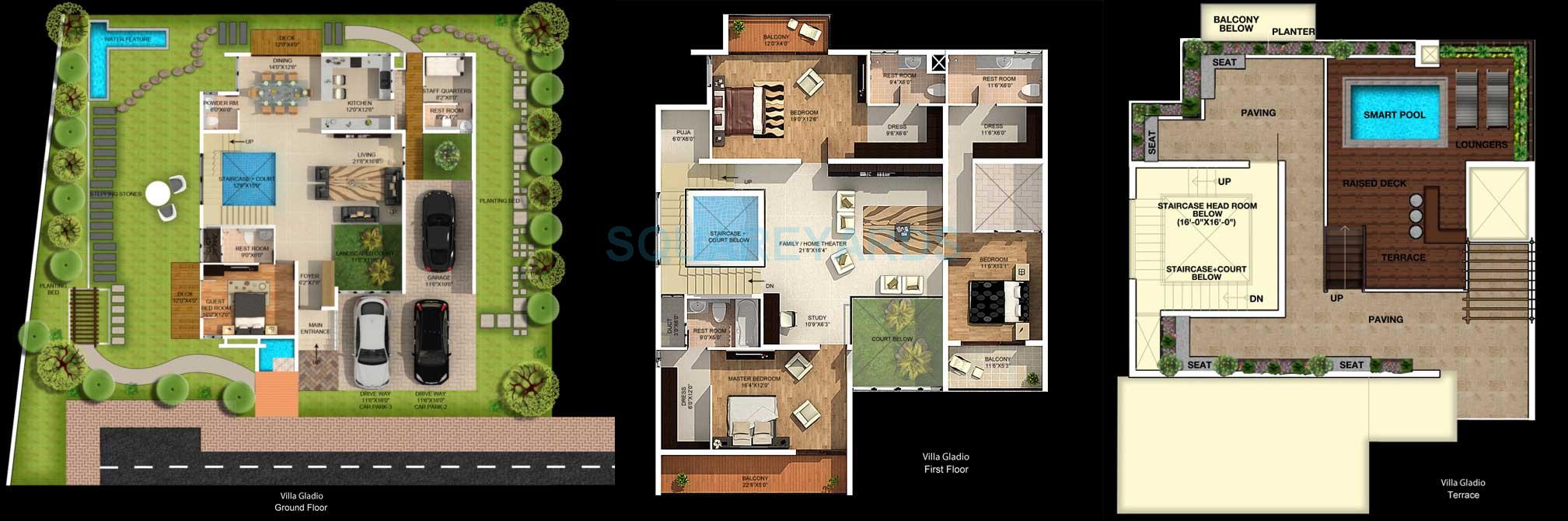 Floor plan of 4 BHK 4350 Sq. Ft. Villa in Mantri Group Signature Villa, Chennai