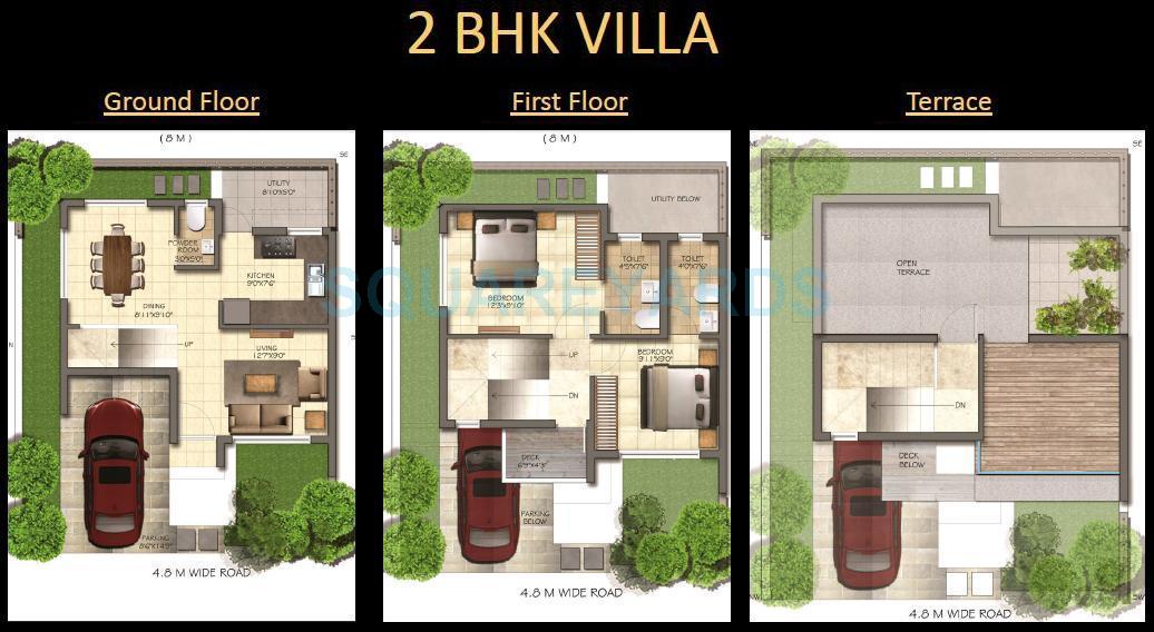 Floor plan of 2 BHK 1180 Sq. Ft. Villa in Mantri Group Solitude, Chennai