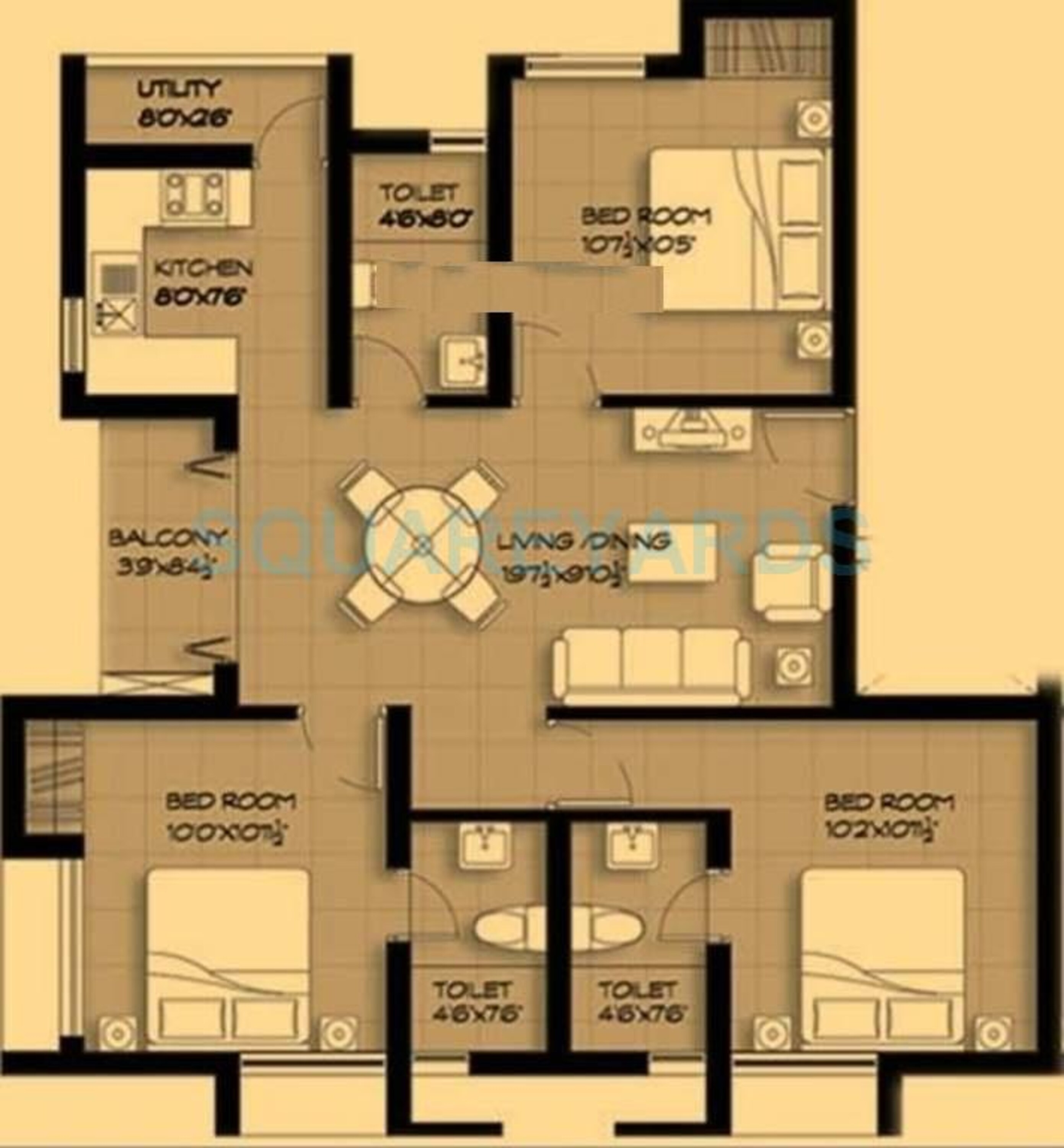 marg pushpadruma apartment 3bhk 1140sqft1