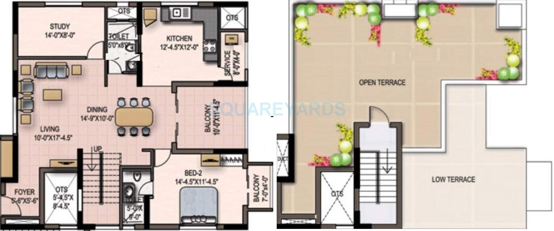 Floor plan of 3 BHK 2851 Sq. Ft. Apartment in Marg Savithanjali, Chennai