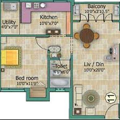 marutham group marutham gateway apartment 1bhk 740sqft1