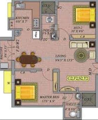 Floor plan of 2 BHK 750 Sq. Ft. Apartment in Marutham Group Marutham Spring, Chennai