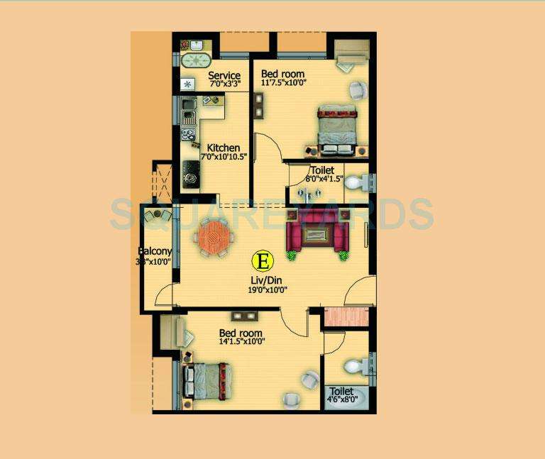 2 BHK 944 Sq. Ft. Apartment in Marutham Group Paradise
