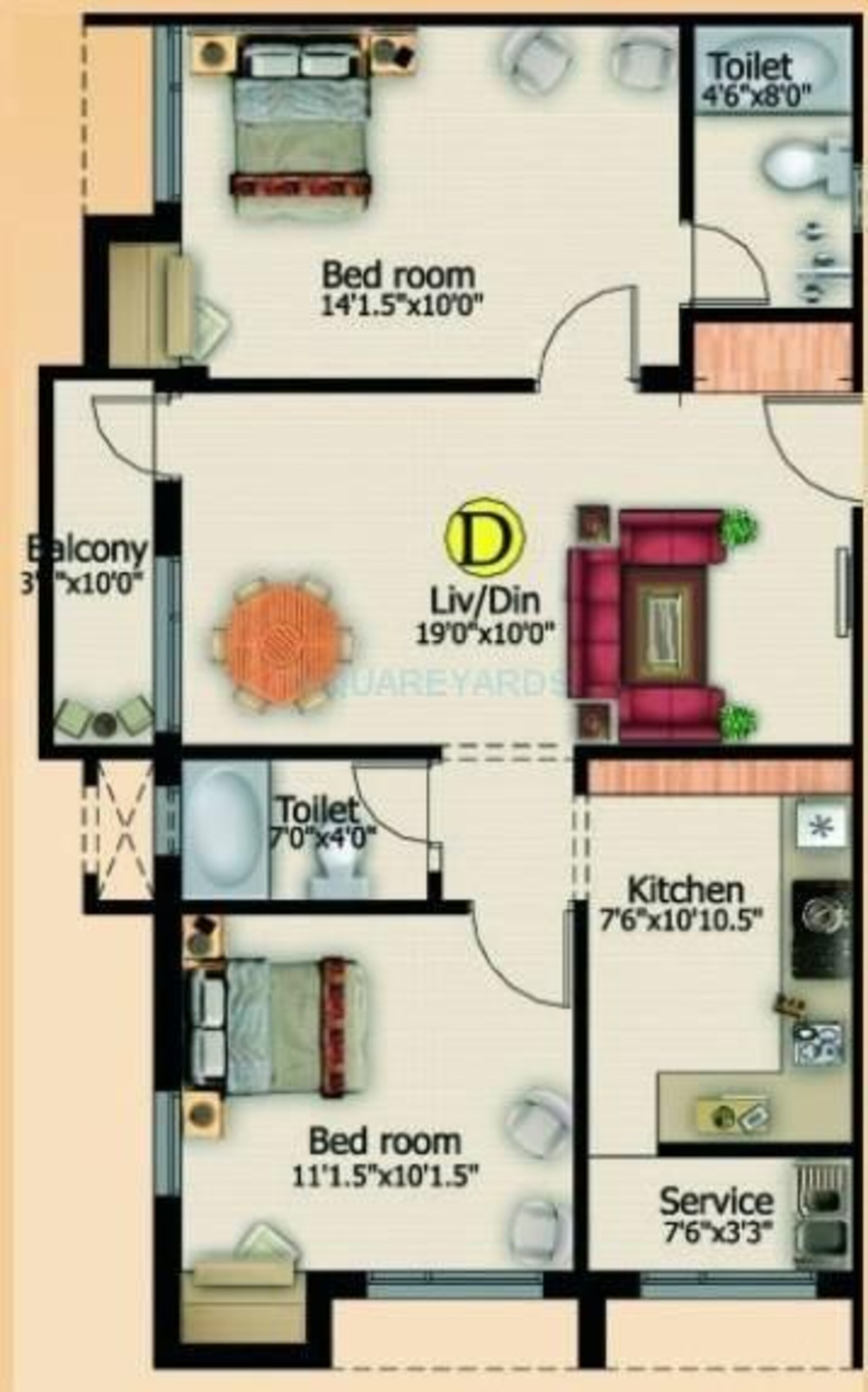 marutham group paradise apartment 2bhk 990sqft1