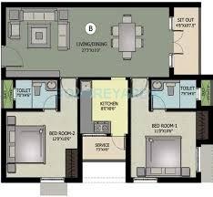 Floor plan of 2 BHK 1112 Sq. Ft. Apartment in Nahar Foundations Jai Madhav, Chennai