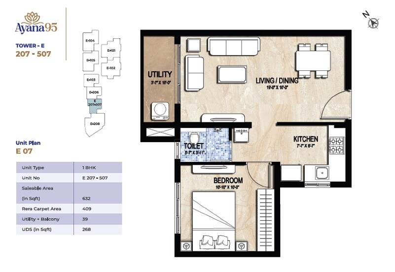 1 BHK 632 Sq. Ft. Apartment