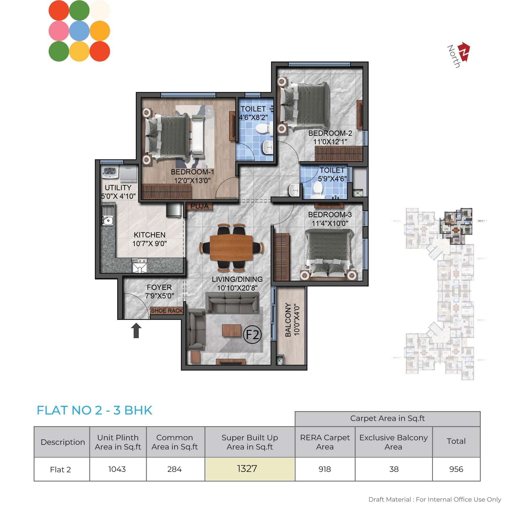 3 BHK 1327 Sq. Ft. Apartment in Navins RP Enclave