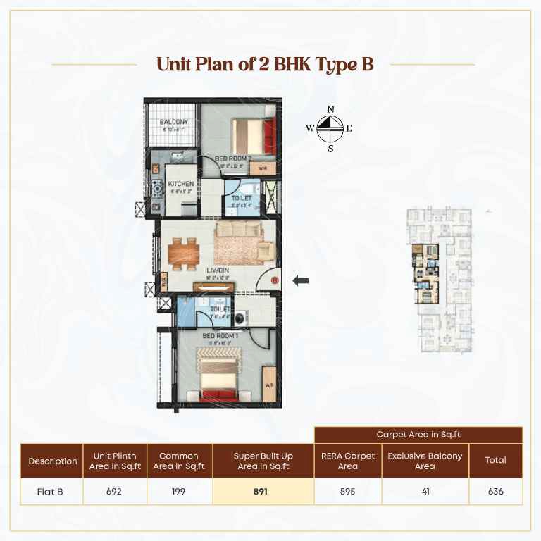 2 BHK 891 Sq. Ft. Apartment in Navins Sankalpa