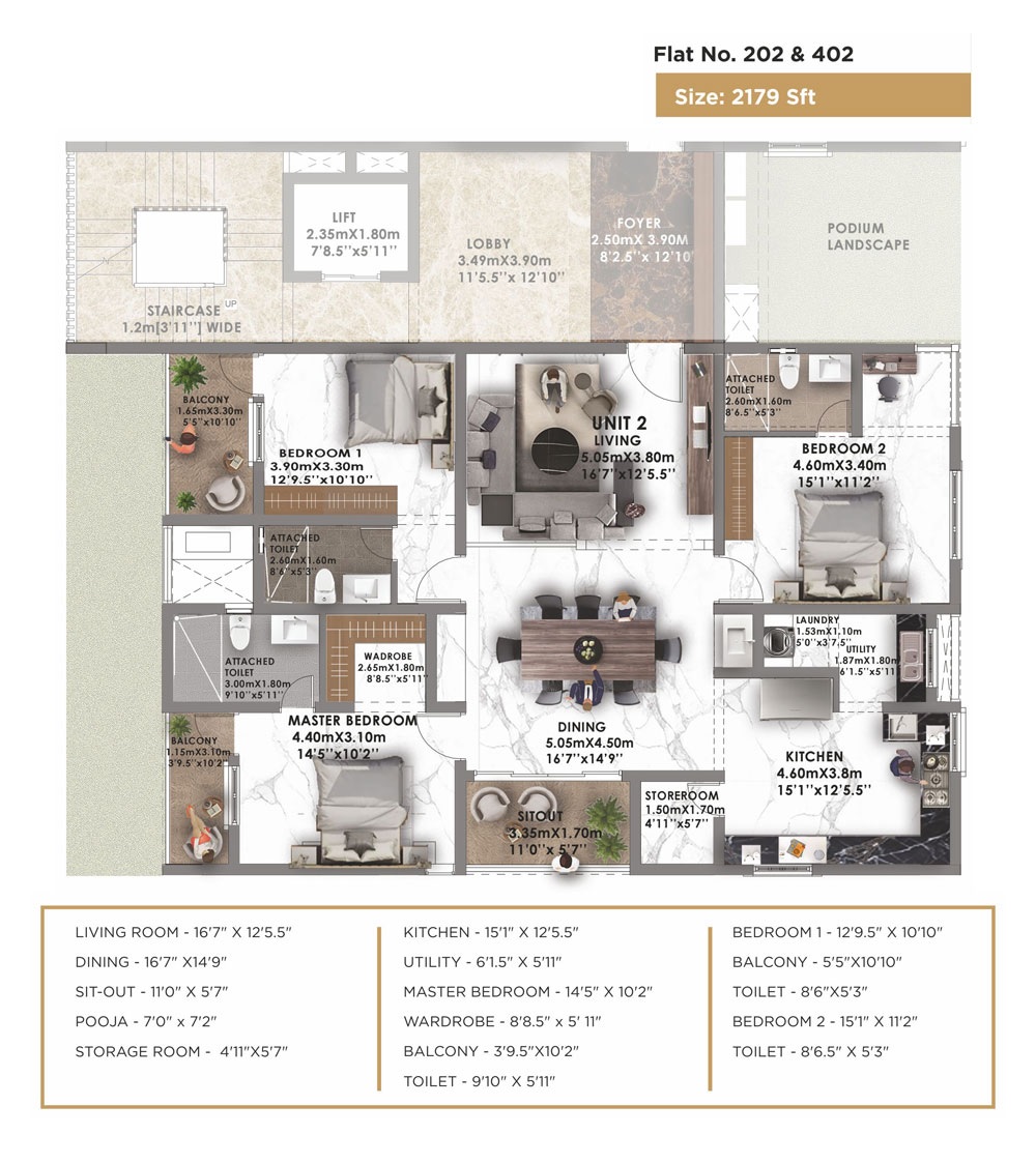 3 BHK 2179 Sq. Ft. Apartment in NCC Urban Nakshatra