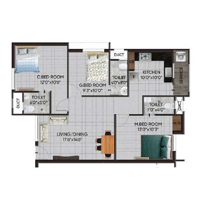 3 BHK 1365 Sq. Ft. Apartment