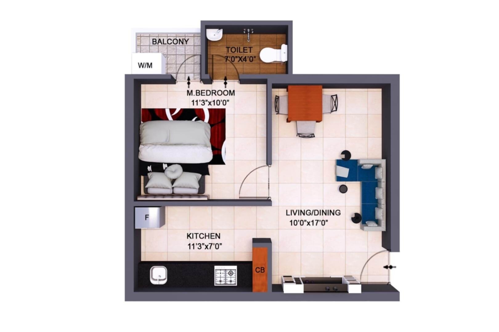 1 BHK 640 Sq. Ft. Apartment in Nest Sai Castle