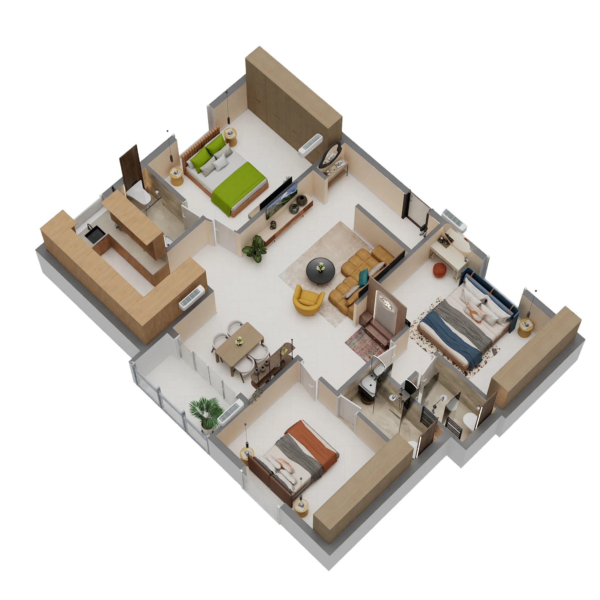 Floor plan of 3 BHK 1530 Sq. Ft. Apartment in Nexa Asta, Chennai