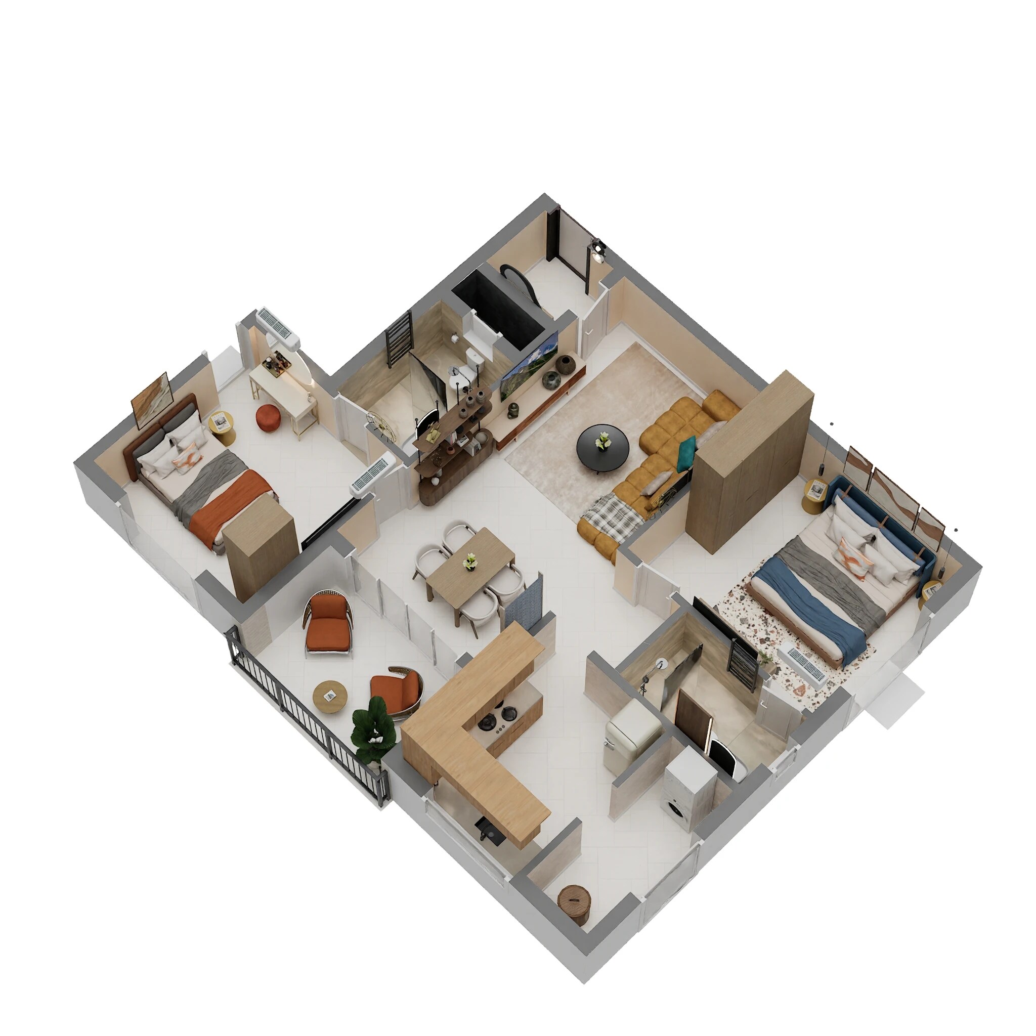 Floor plan of 2 BHK 1151 Sq. Ft. Apartment in Nutech Central Park, Chennai