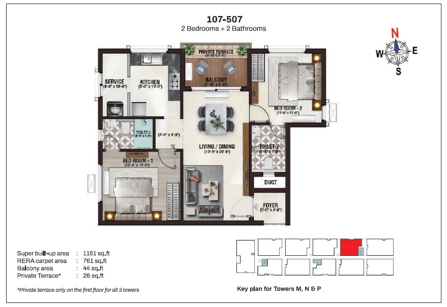 2 BHK 1151 Sq. Ft. Apartment