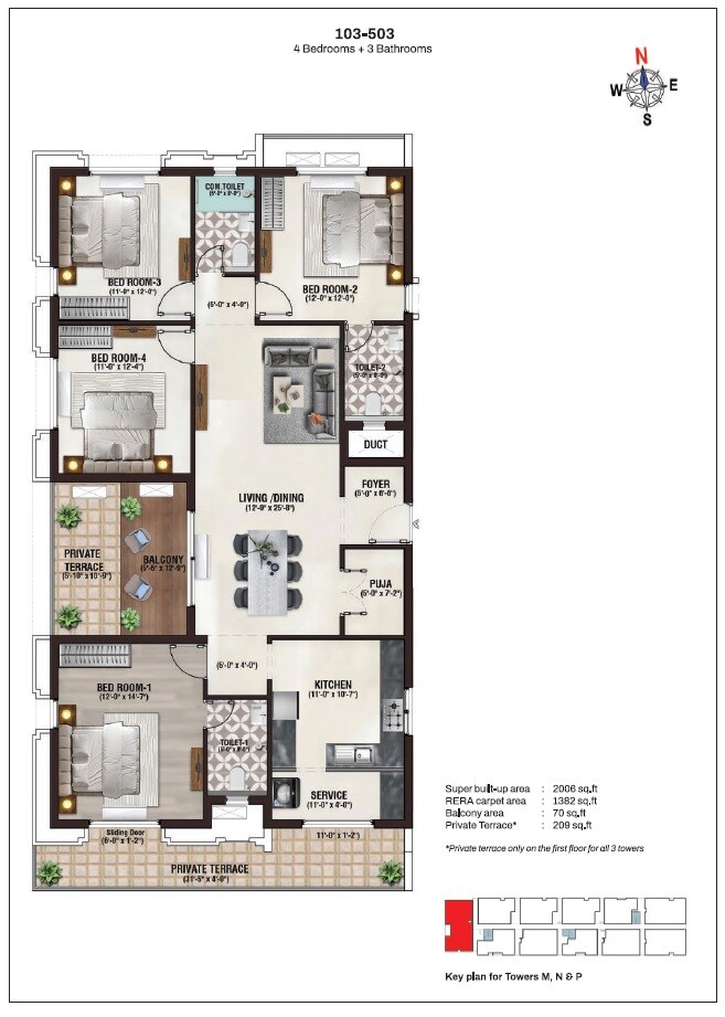4 BHK 2006 Sq. Ft. Apartment