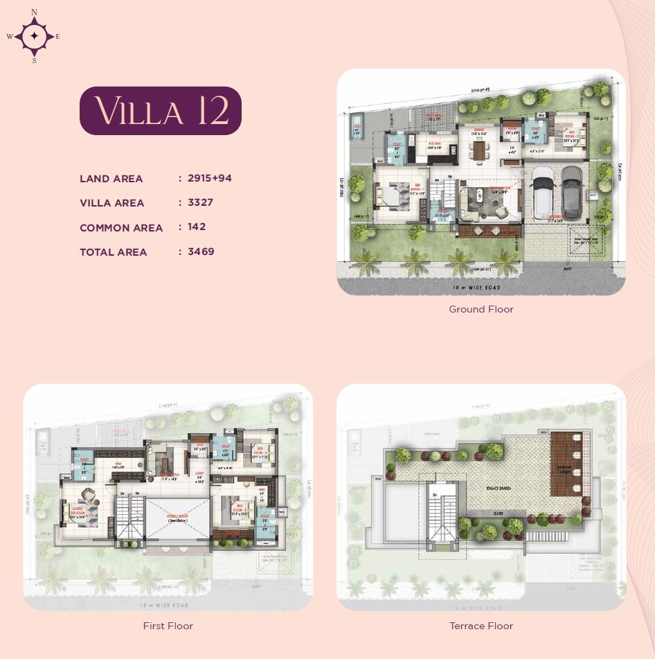 Floor plan of 5 BHK 3469 Sq. Ft. Apartment in Nutech Gardens Of Gaia, Chennai