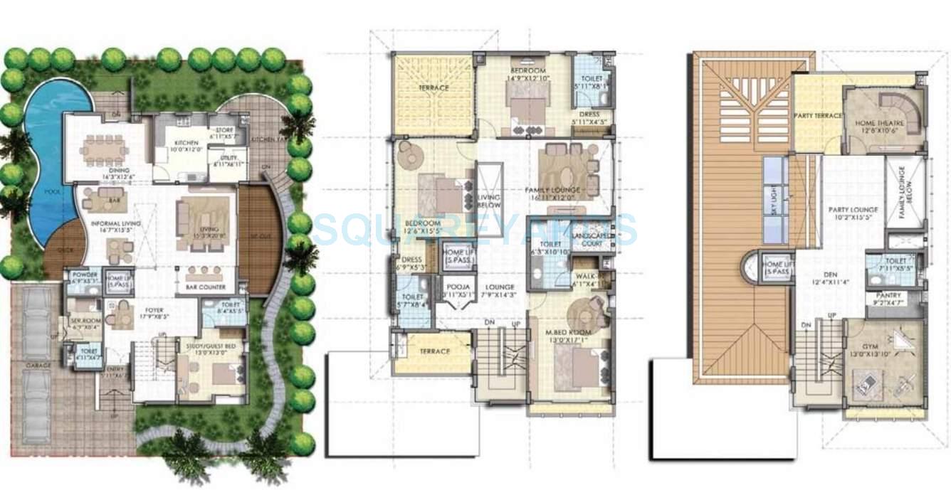 Floor plan of 4 BHK 4623 Sq. Ft. Villa in Olympia Panache, Chennai