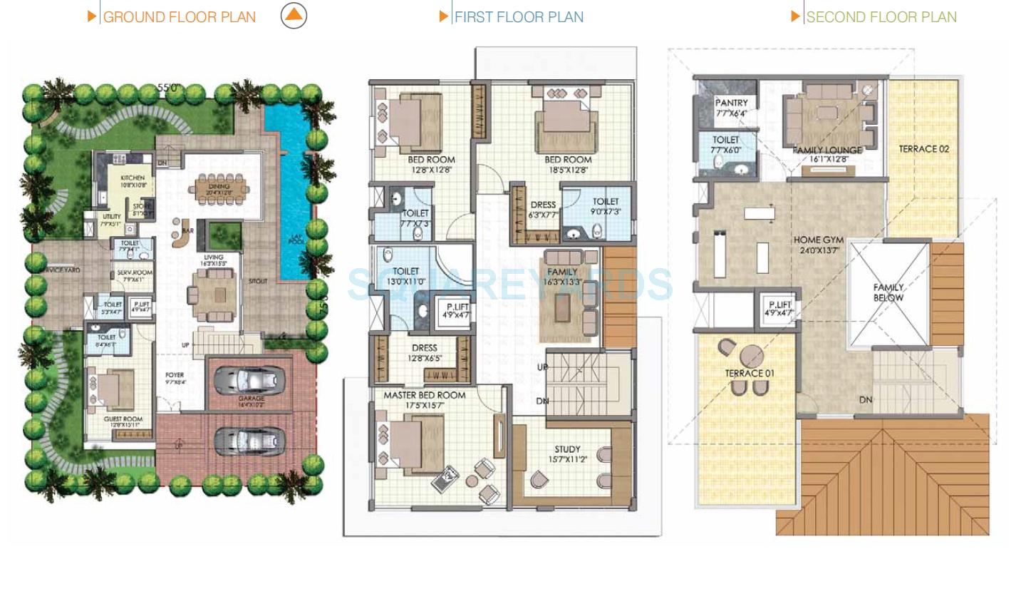 Floor plan of 4 BHK 4729 Sq. Ft. Villa in Olympia Panache, Chennai