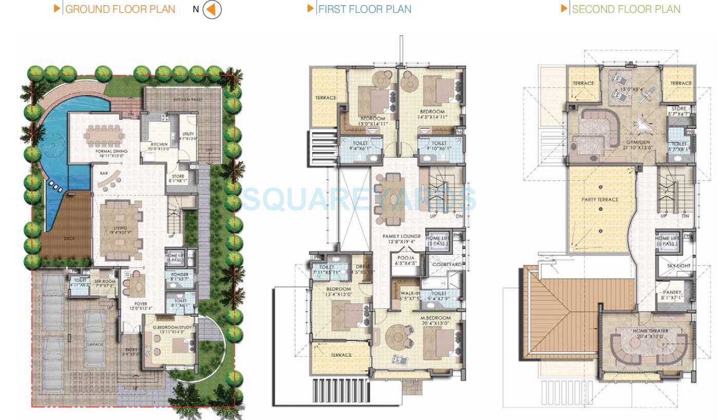 Floor plan of 5 BHK 5677 Sq. Ft. Villa in Olympia Panache, Chennai