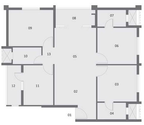 Floor plan of 3 BHK 1441 Sq. Ft. Apartment in Pacifica Aurum  Pride Towers, Chennai