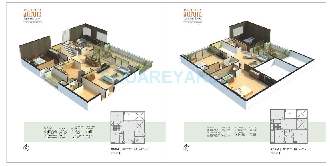 Floor plan of 5 BHK 3493 Sq. Ft. Villa in Pacifica Aurum, Chennai