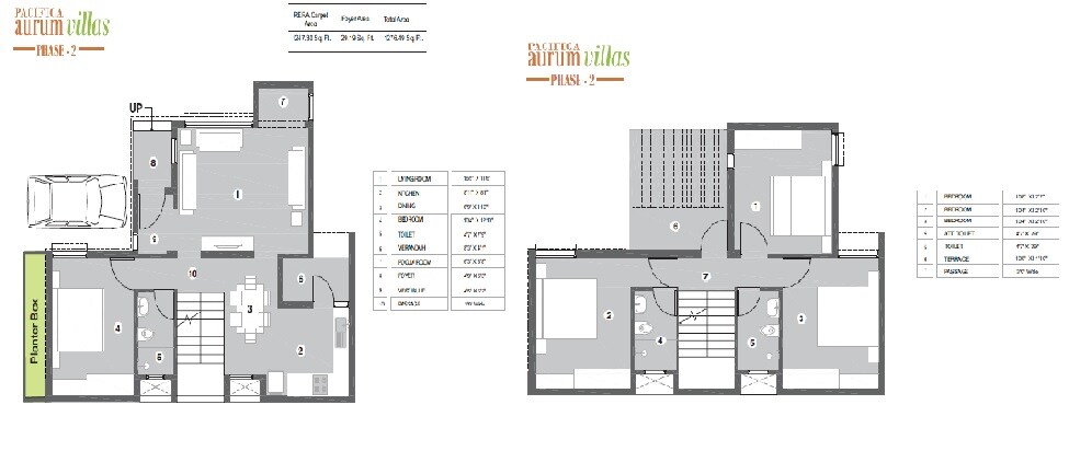 Floor plan of 4 BHK 1276 Sq. Ft. Villa in Pacifica Aurum Villas, Chennai