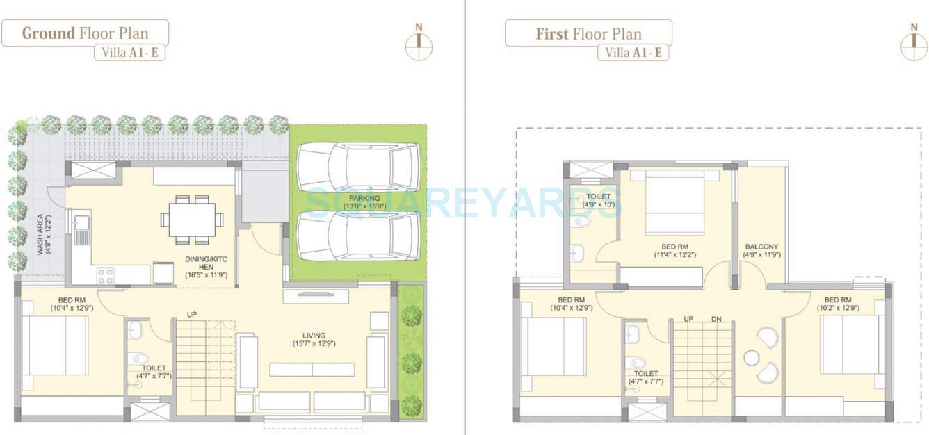 Floor plan of 4 BHK 2111 Sq. Ft. Villa in Pacifica Aurum Villas, Chennai