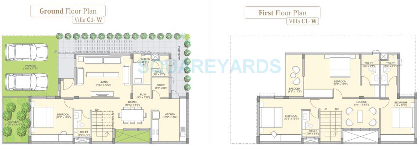 Floor plan of 4 BHK 1915 Sq. Ft. Villa in Pacifica Aurum Villas, Chennai